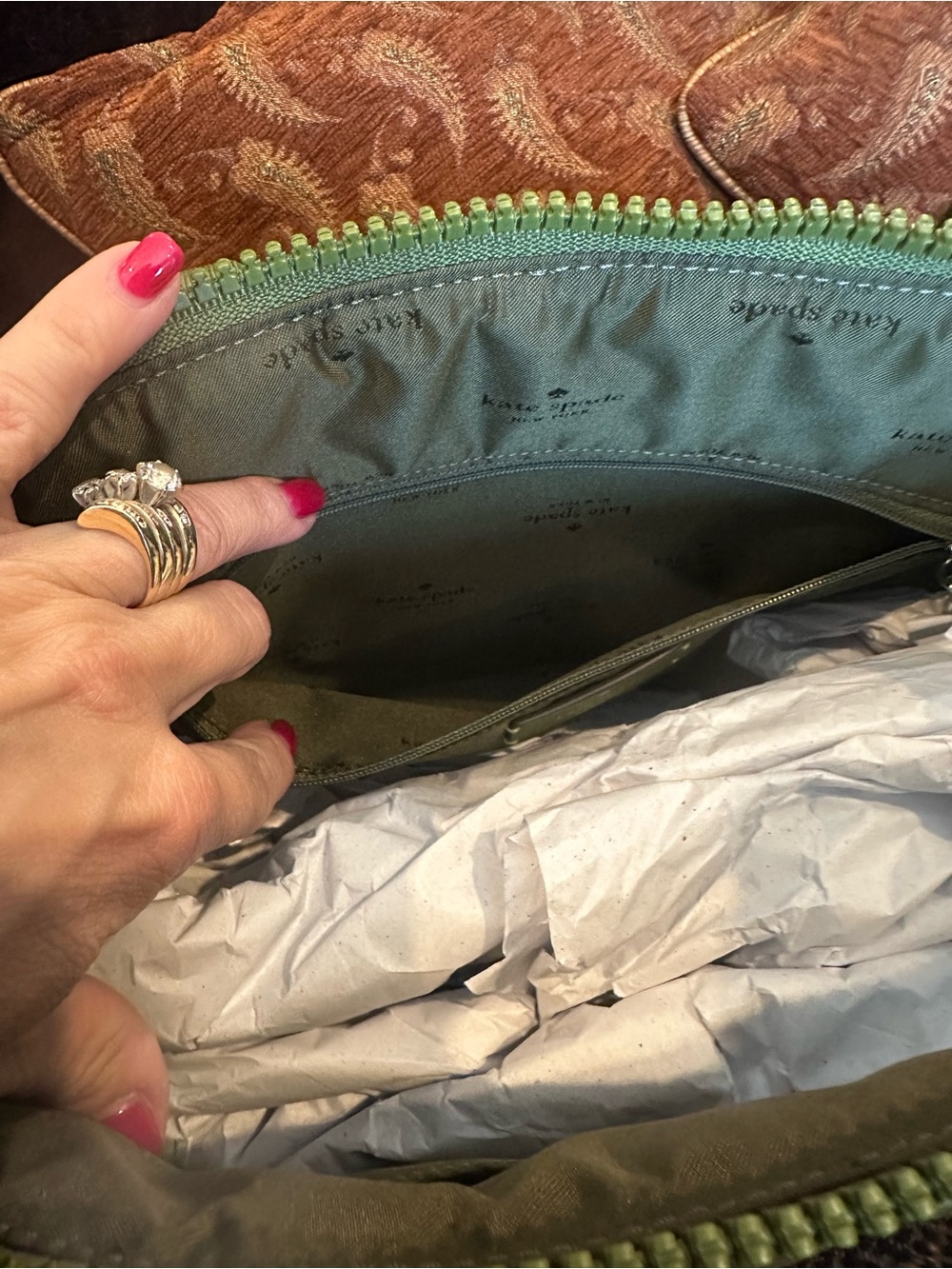 NWT Kate Spade Camden Tote in Kelp Forest Green Gorgeous Quilted Bag - Picture 12 of 16